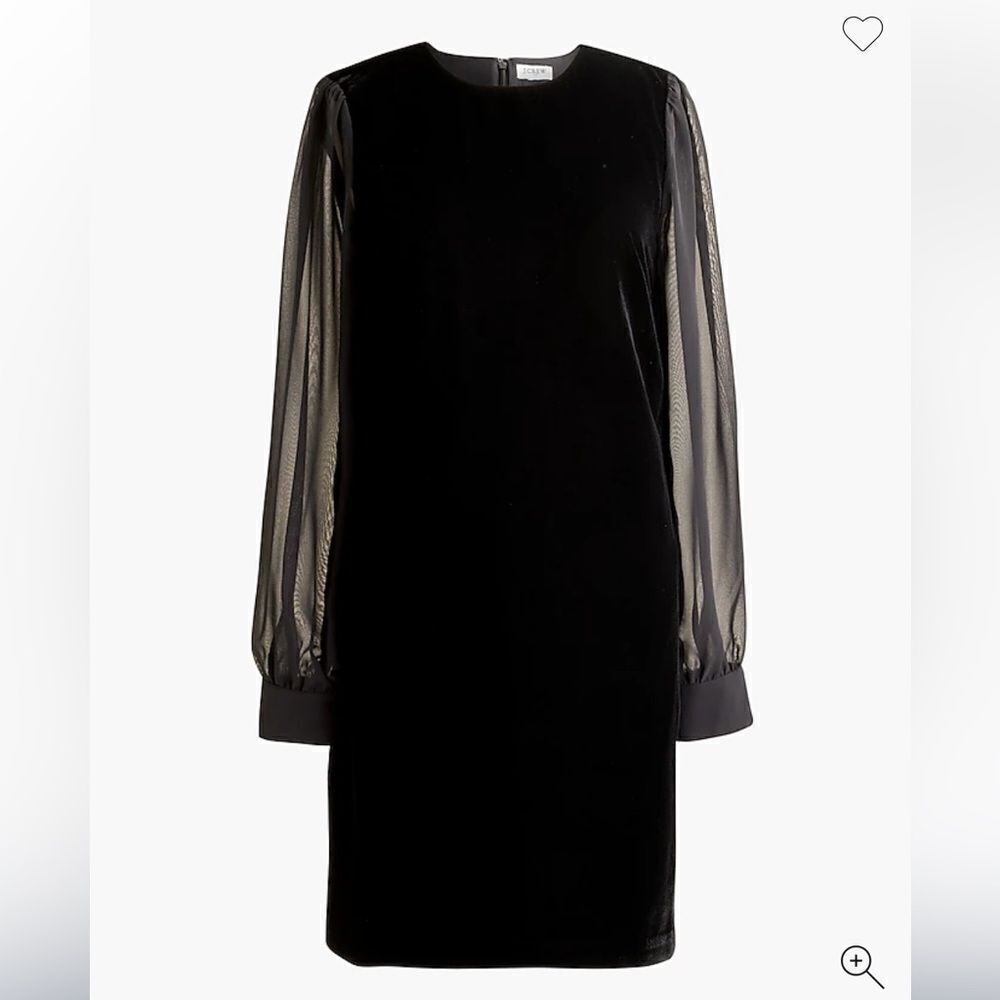 J Crew black mini dress with sheer pleated long sleeves size 4 EUC